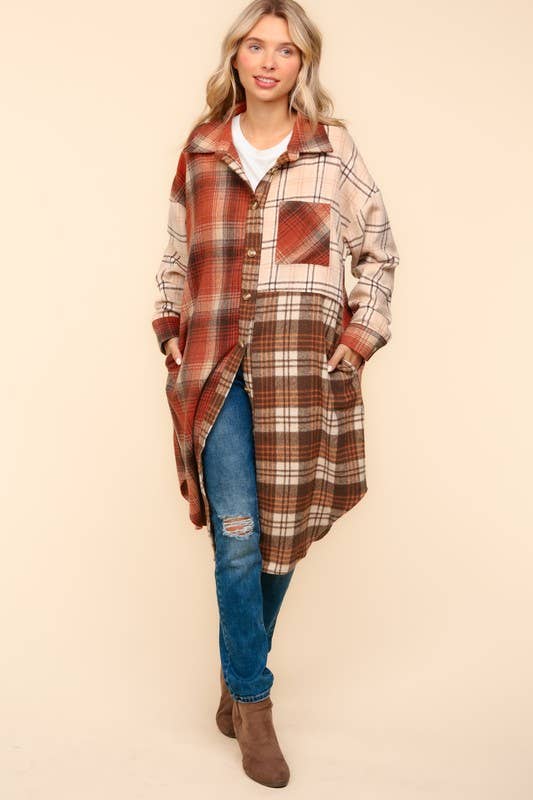 Plus Flannel Plaid Oversized Shacket