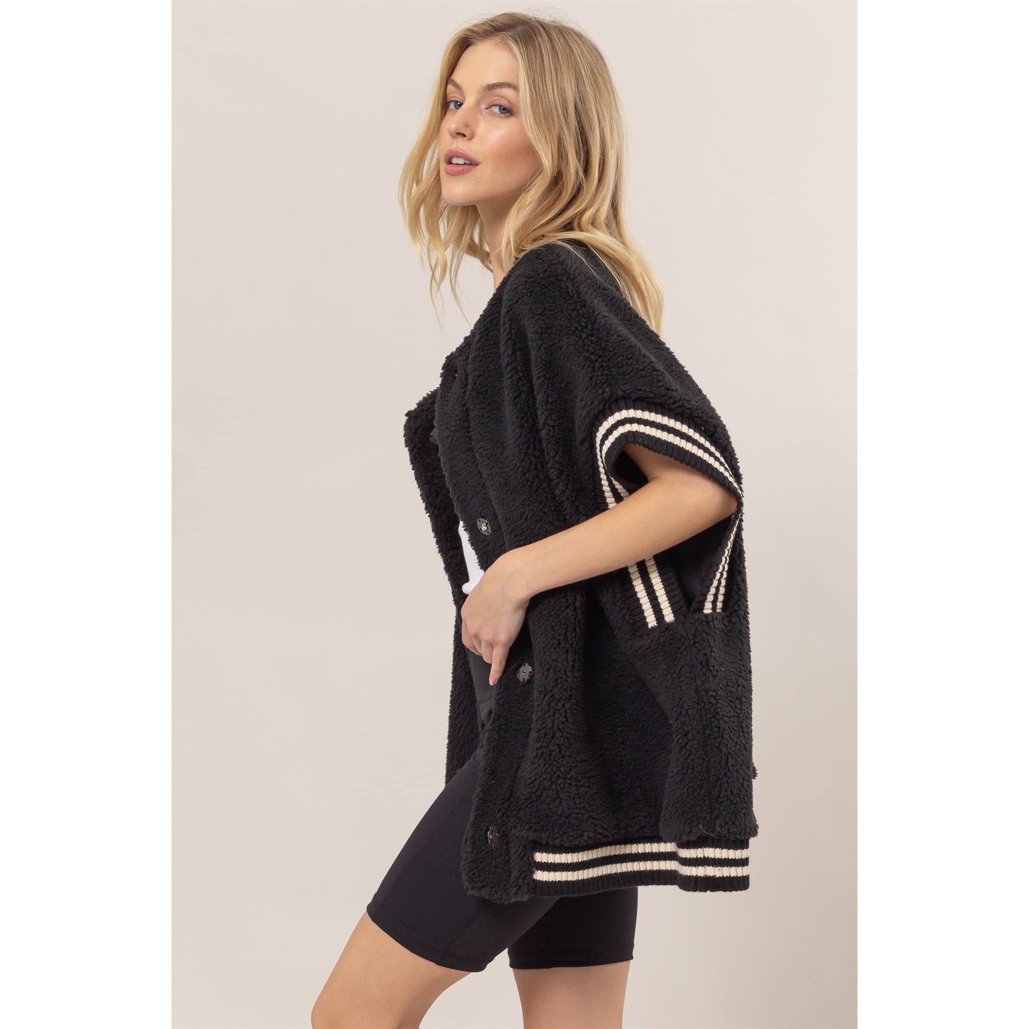 Stripe Edge Oversized Teddy Vest