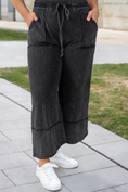 Load image into Gallery viewer, Plus Mineral Wash Exposed Seam Wide Leg Cropped Pants
