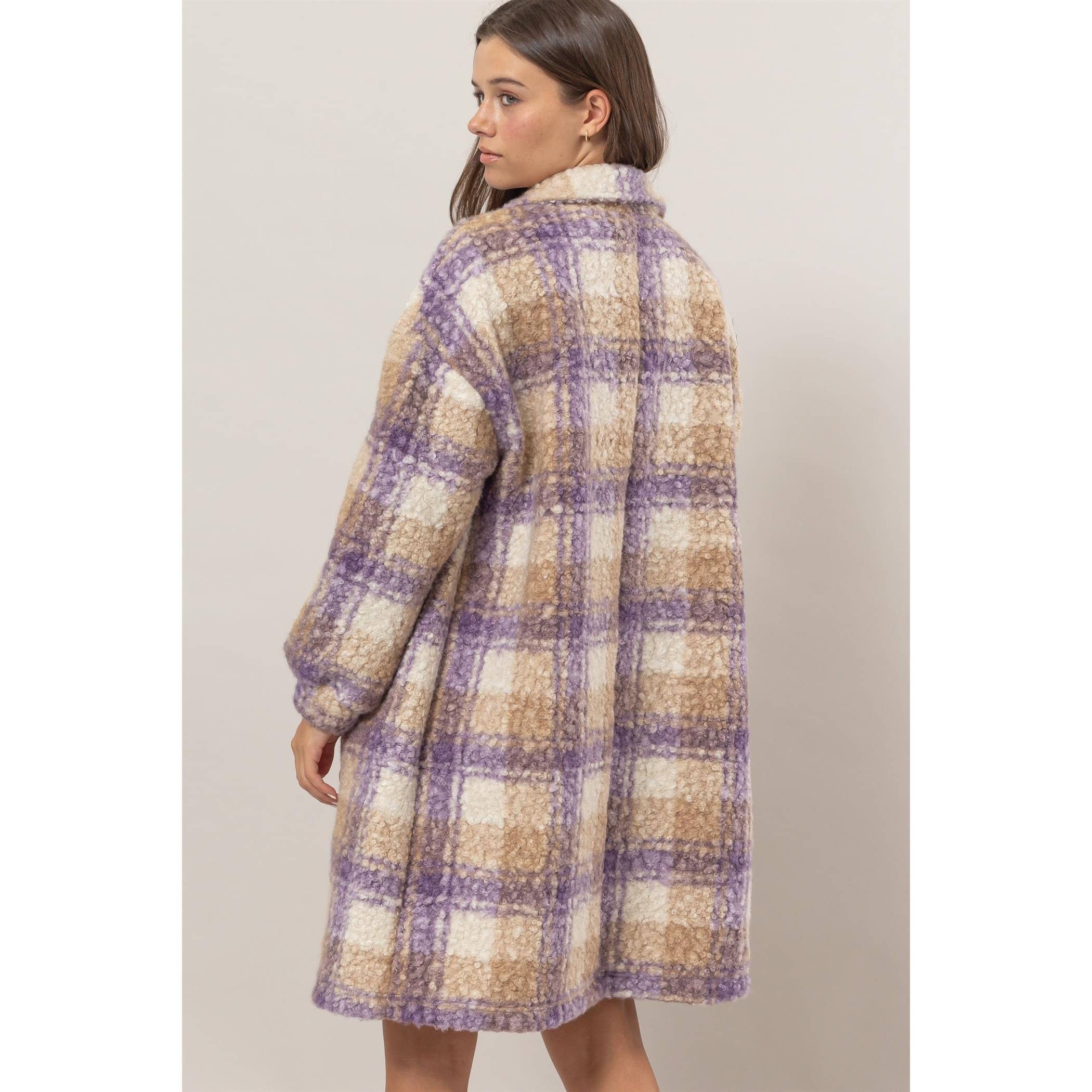 Plaid Boucle Longline Shacket