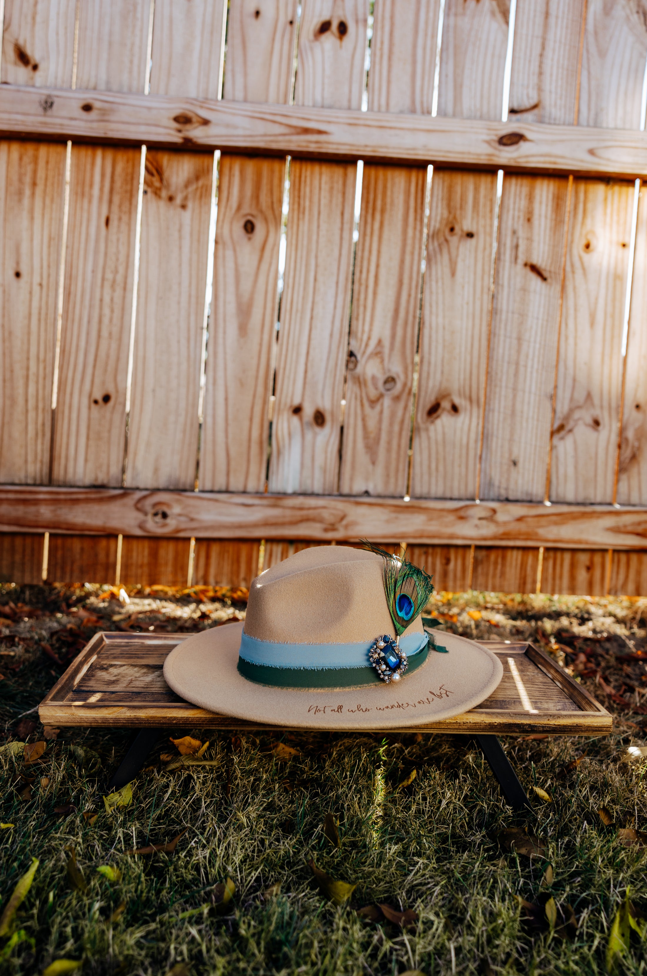 Teal Peacock Feather Hat