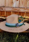 Load image into Gallery viewer, Teal Peacock Feather Hat
