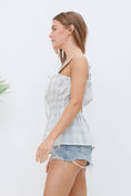 Load image into Gallery viewer, Cotton Plaid Tie Smocked Waist Picnic Blouse Tank
