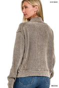 Load image into Gallery viewer, Washed Dropped Shoulder Cardigan W Side Pockets
