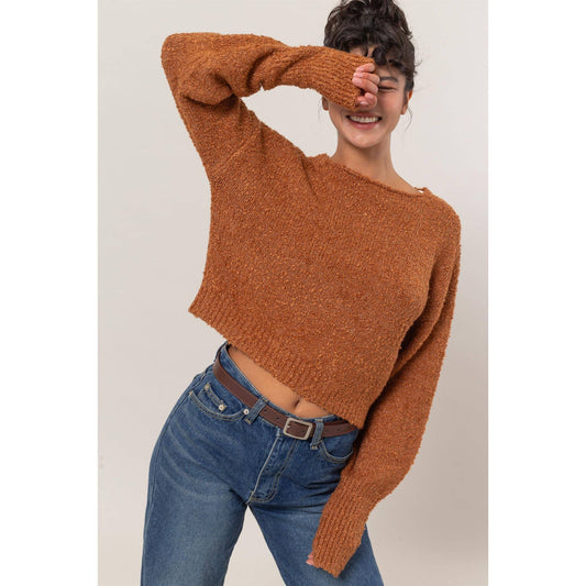 Drop Shoulders Boucle Sweater