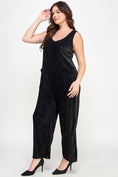 Load image into Gallery viewer, Plus Size Velvet Plisse Overall Jumpsuit
