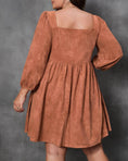 Load image into Gallery viewer, Suede Balloon Sleeve Dress Plus Size
