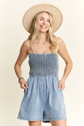 Load image into Gallery viewer, SMOCKING TOP DENIM ROMPER
