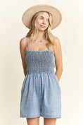 Load image into Gallery viewer, SMOCKING TOP DENIM ROMPER
