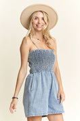 Load image into Gallery viewer, SMOCKING TOP DENIM ROMPER
