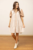 Load image into Gallery viewer, Brown Gingham Button Down Dress
