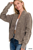 Load image into Gallery viewer, Washed Dropped Shoulder Cardigan W Side Pockets
