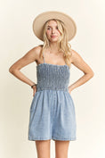 Load image into Gallery viewer, SMOCKING TOP DENIM ROMPER
