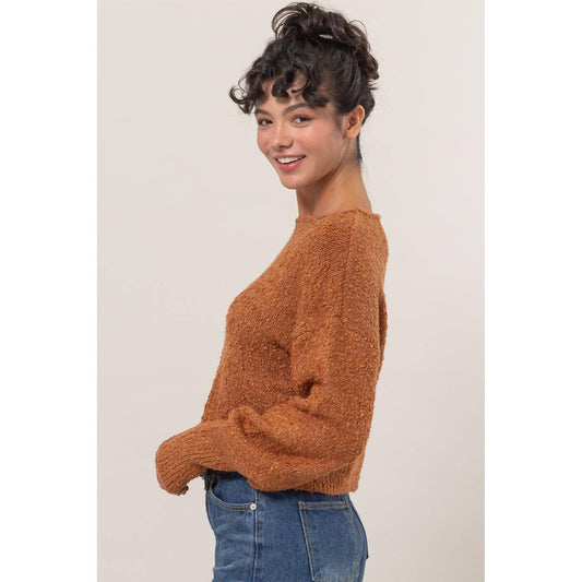 Drop Shoulders Boucle Sweater