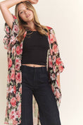 Load image into Gallery viewer, 3/4 SLEEVE OVERSIZED LONG BODY FLORAL MESH KIMONO
