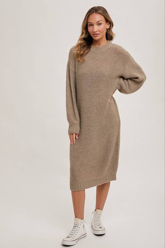 Oversized Lightweight Knit Sweater Midi Dress