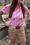 Load image into Gallery viewer, Cherry Short Sleeve Mesh Top - Pink Checkers
