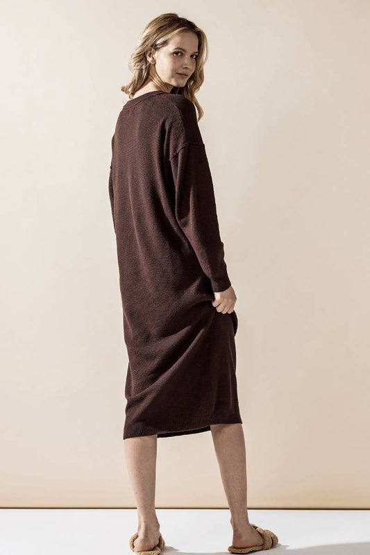 Plus Button-front Soft Sweater Kint Midi Dress