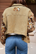 Load image into Gallery viewer, Waffle Knit Floral Print Patchwork Button up Jacket
