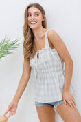 Load image into Gallery viewer, Cotton Plaid Tie Smocked Waist Picnic Blouse Tank
