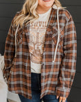 Load image into Gallery viewer, Plaid Contrast Hooded Jacket Plus Size
