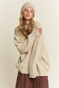 Load image into Gallery viewer, Cleo Oversized Mock Neck Checkered Sweater
