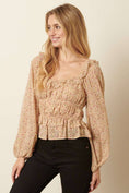 Load image into Gallery viewer, FLOWER PRINT SQUARE NECK PEPLUM TOP

