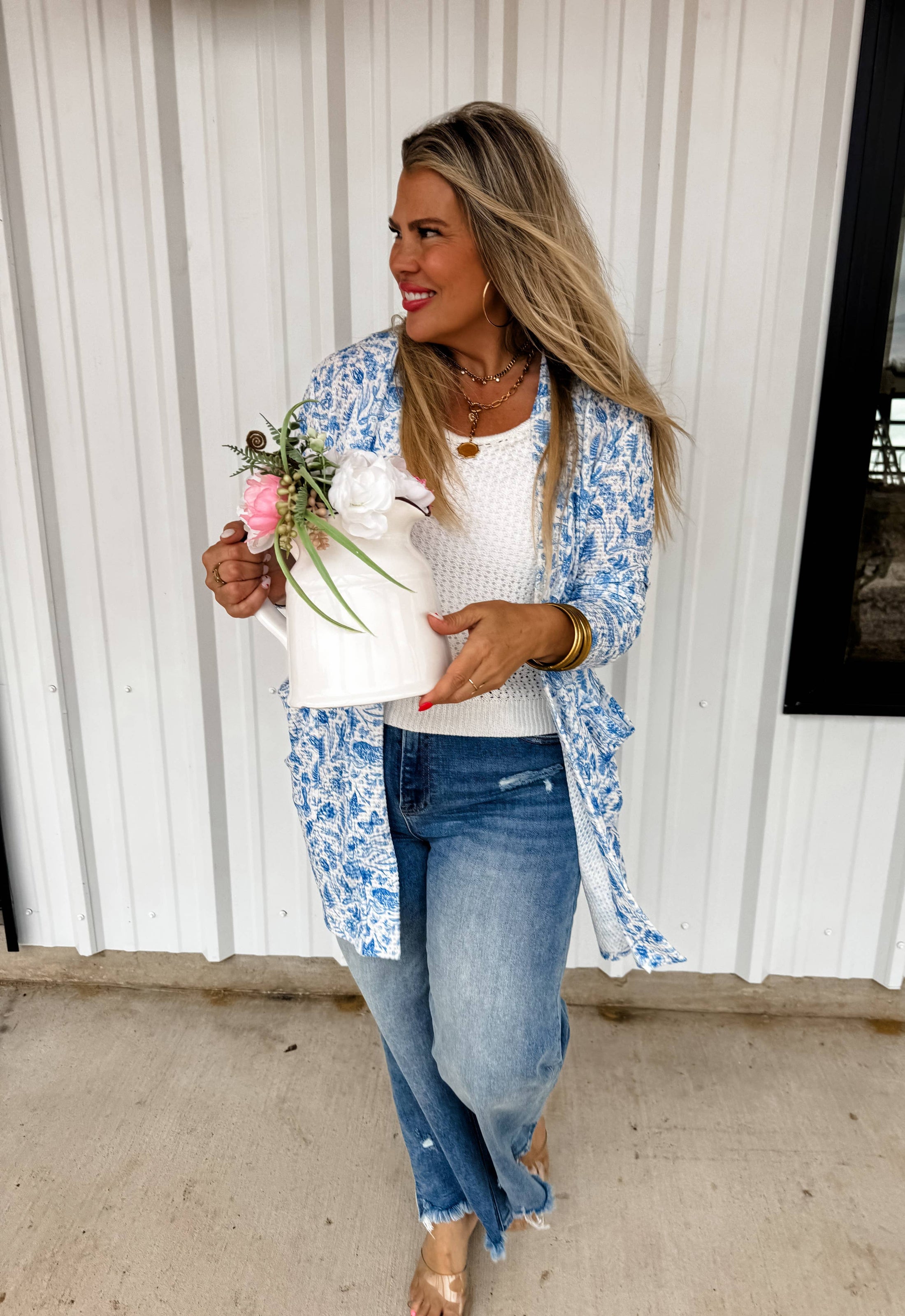 BLUE SPRING PRINT LOLA CARDIGAN