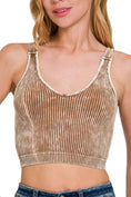 Load image into Gallery viewer, Washed Ribbed Cropped V-neck Tank Top
