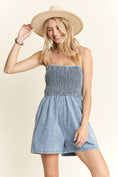 Load image into Gallery viewer, SMOCKING TOP DENIM ROMPER
