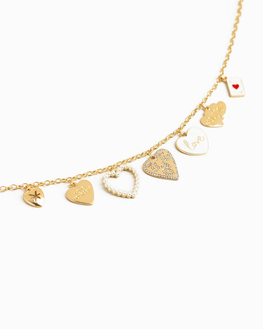 Love Multi Heart Charm Necklace